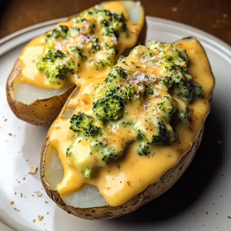 Cheesy Baked Potatoes with Broccoli Cheese Sauce