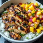 Jerk Chicken Bowls with Mango Salsa and Coconut Rice